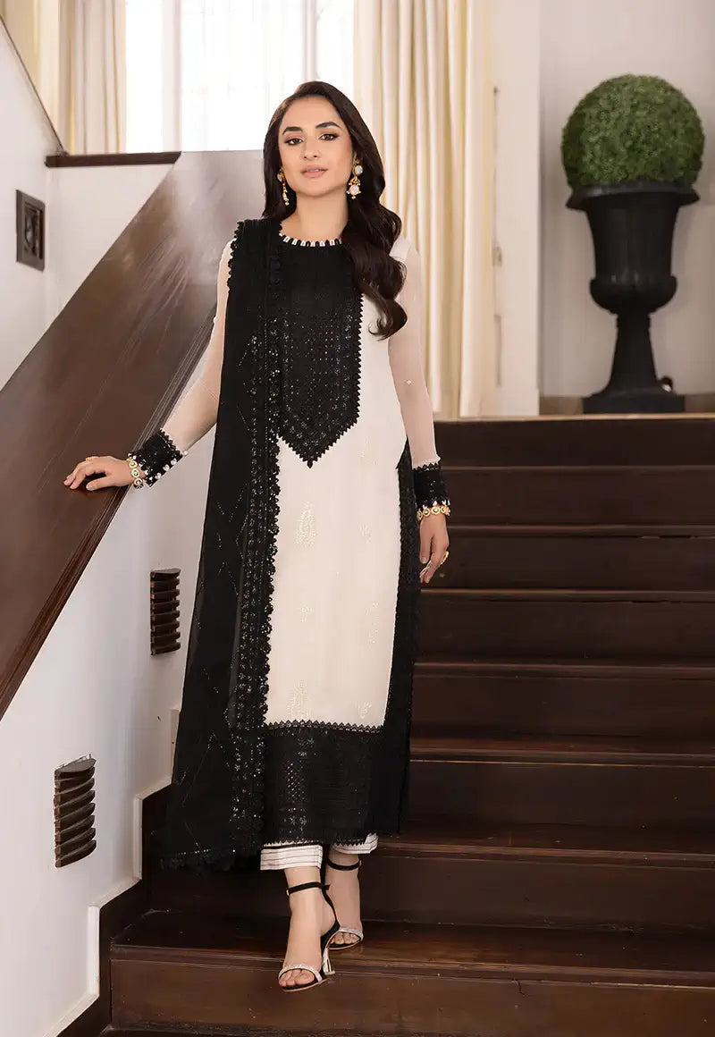 Black & White Embroidered Party Wear Collection