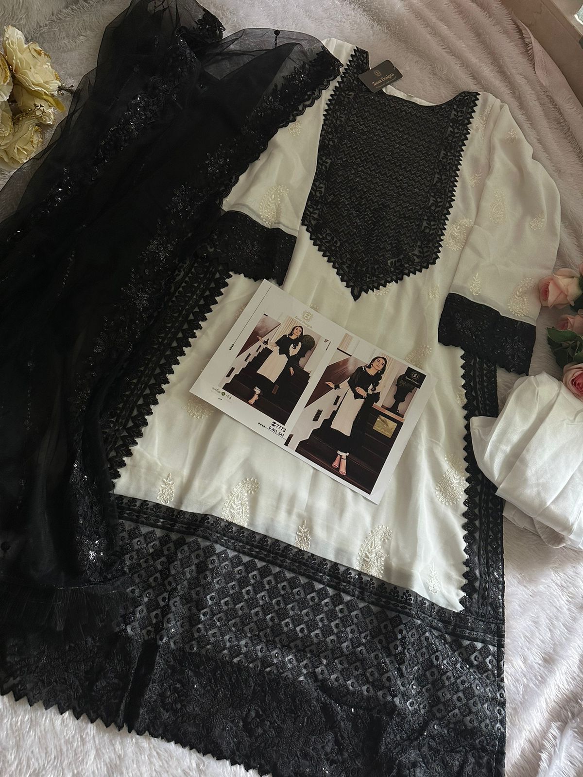 Black & White Embroidered Party Wear Collection