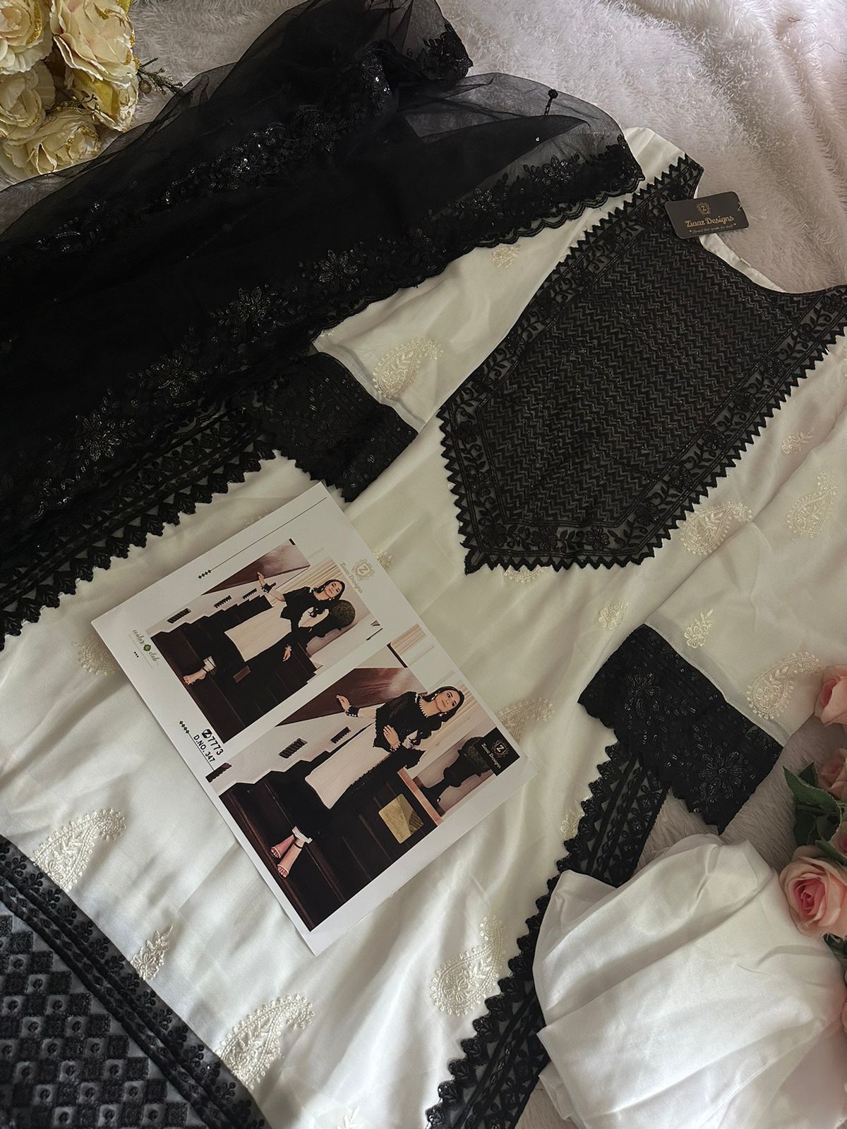 Black & White Embroidered Party Wear Collection