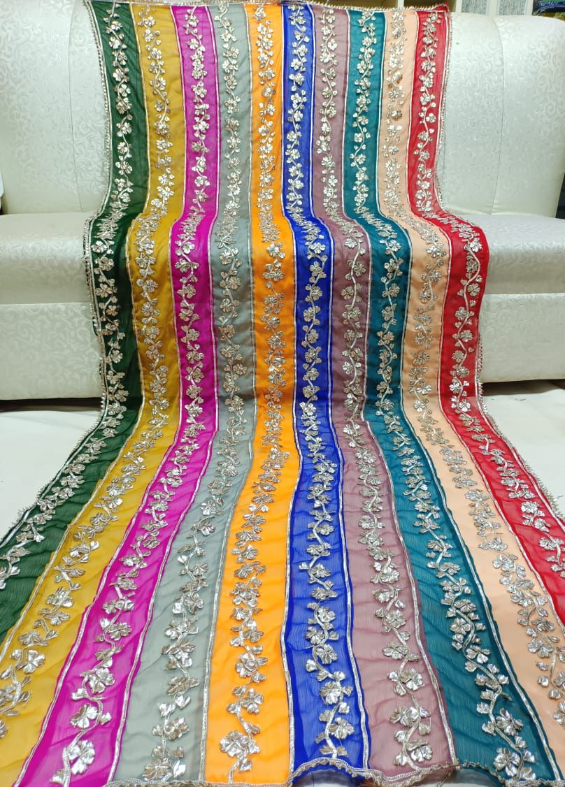 Original Chatapatti Dupatta With Heavy Handwork Gota Patti