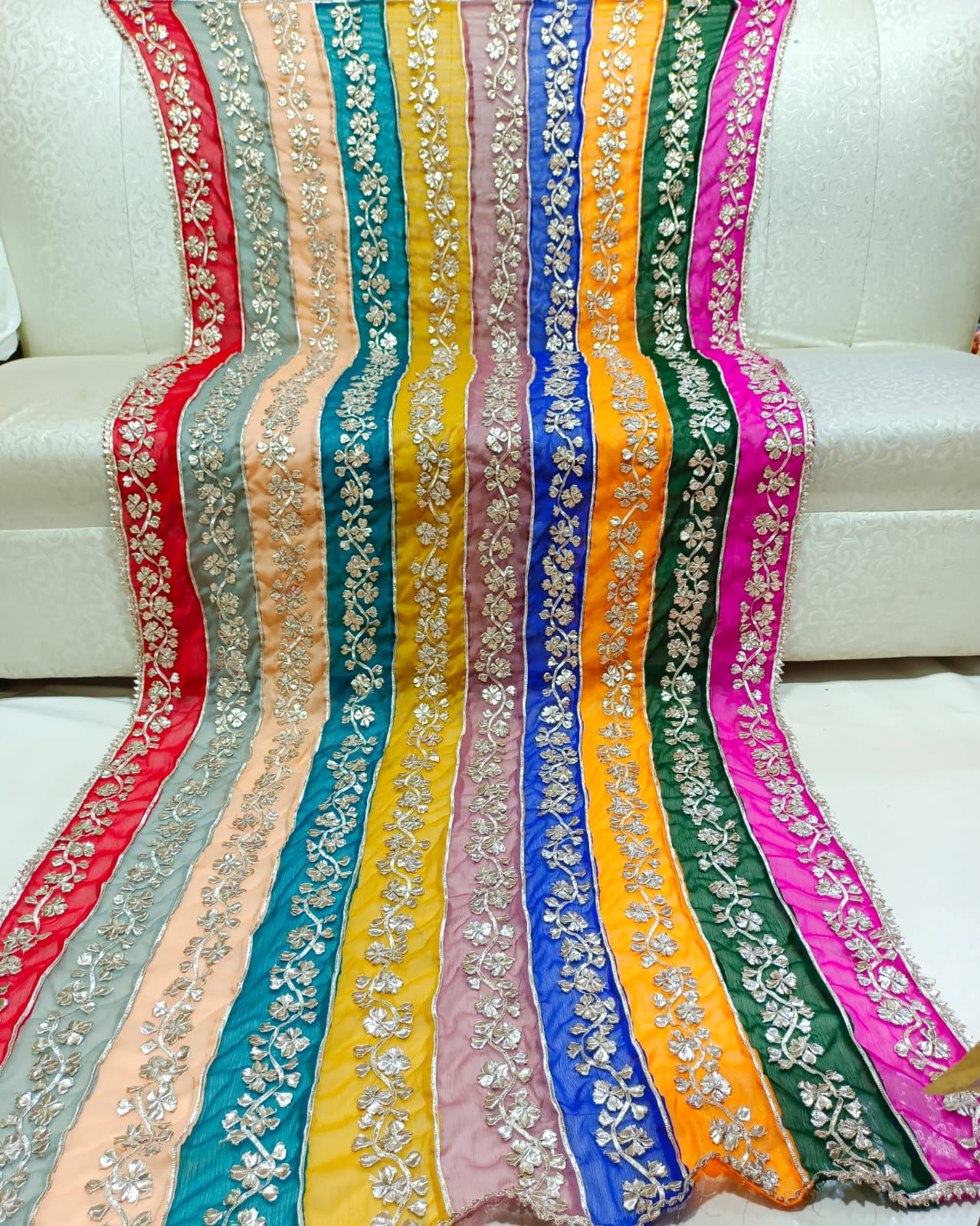 Original Chatapatti Dupatta With Heavy Handwork Gota Patti