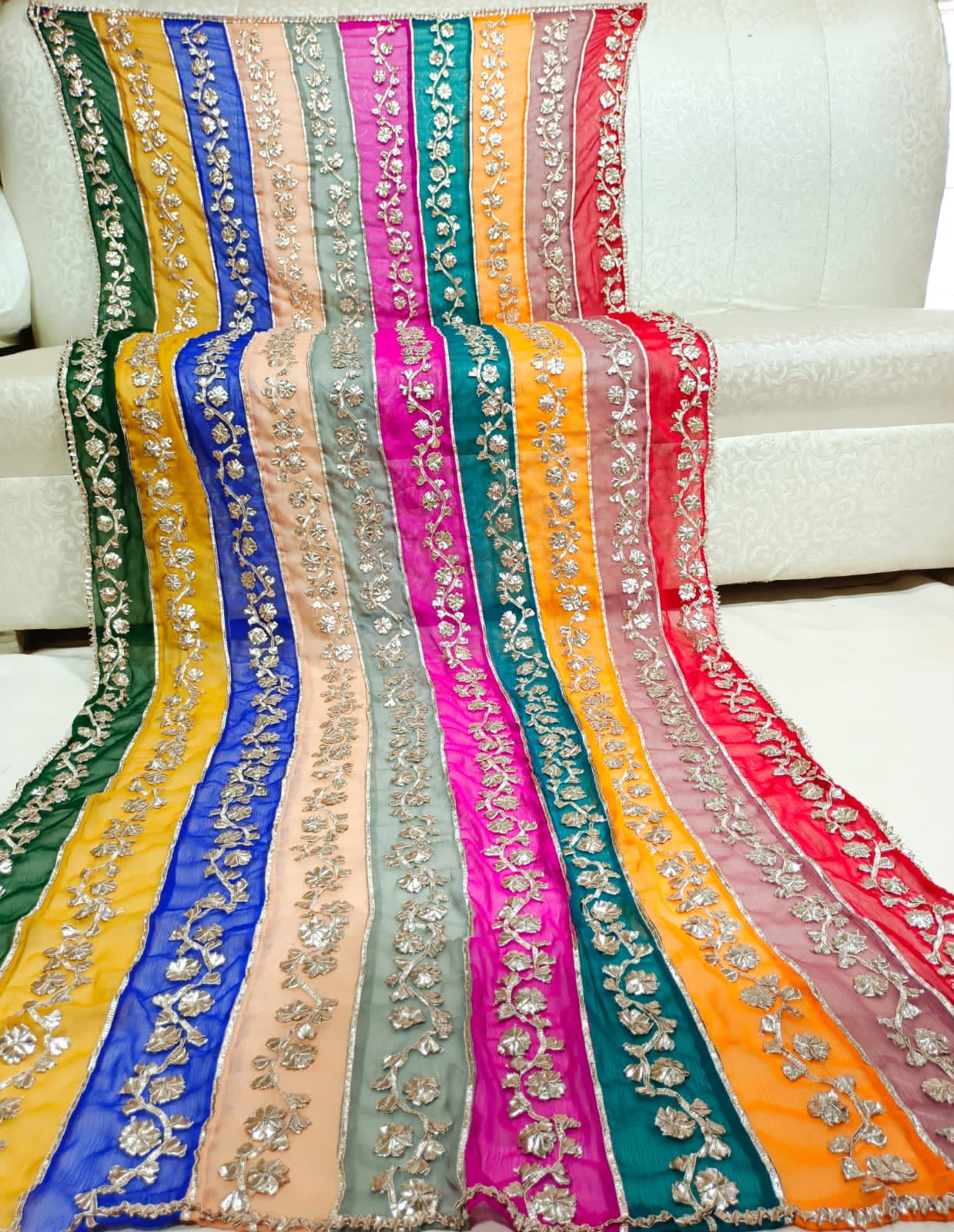 Original Chatapatti Dupatta With Heavy Handwork Gota Patti