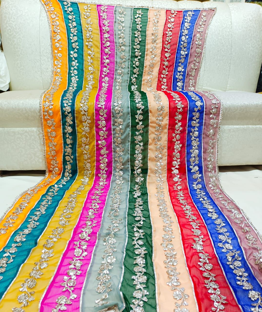 Original Chatapatti Dupatta With Heavy Handwork Gota Patti