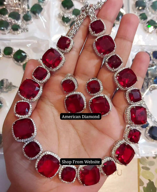 American Diamond Double Stone Set